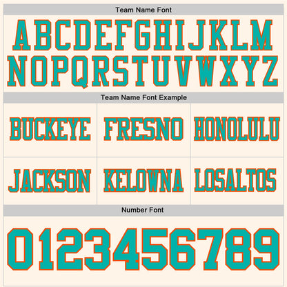 Custom Cream Aqua-Orange Mesh Authentic Football Jersey