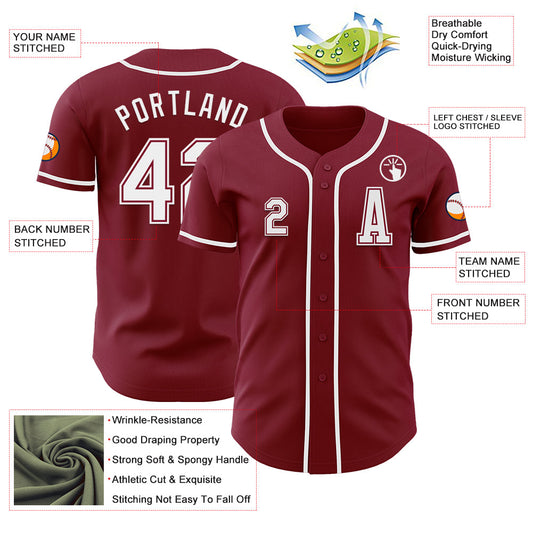 Custom Crimson White Authentic Baseball Jersey