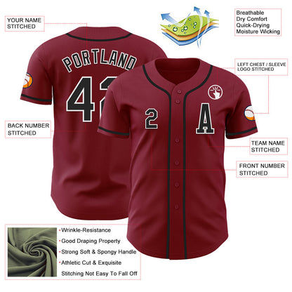 Custom Crimson Black-White Authentic Baseball Jersey