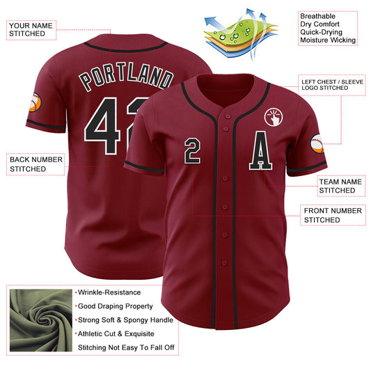 Custom Crimson Black-White Authentic Baseball Jersey