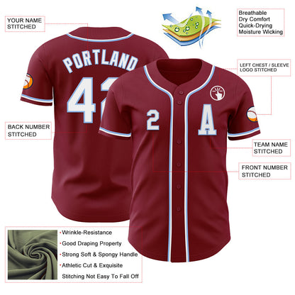 Custom Crimson White-Light Blue Authentic Baseball Jersey