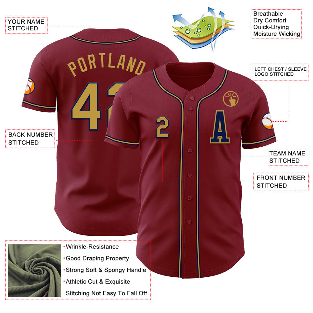 Custom Crimson Old Gold-Navy Authentic Baseball Jersey