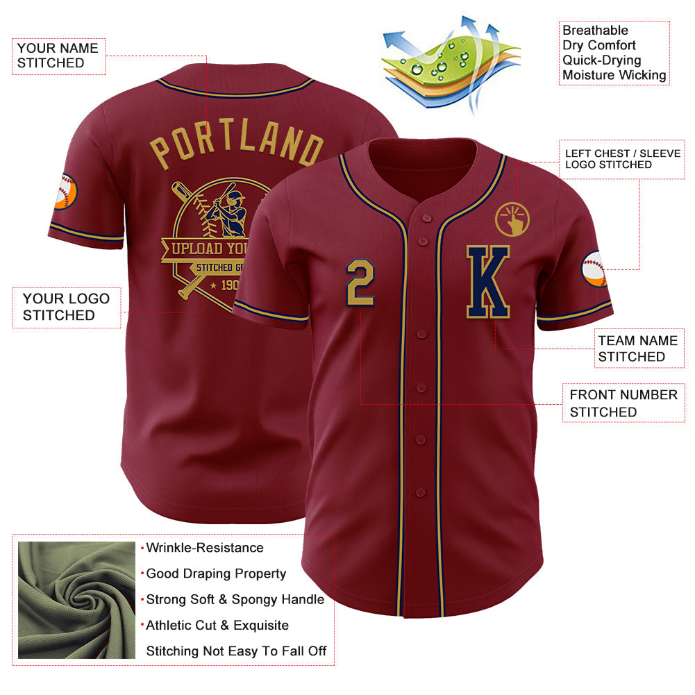 Custom Crimson Old Gold-Navy Authentic Baseball Jersey