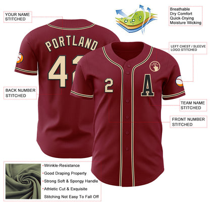 Custom Crimson City Cream-Black Authentic Baseball Jersey