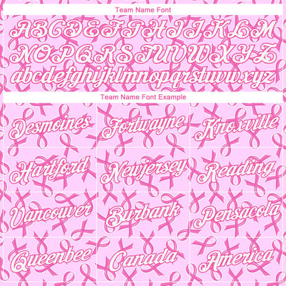 Custom Women's Pink White Breast Cancer 3D V-Neck Cropped Baseball Jersey