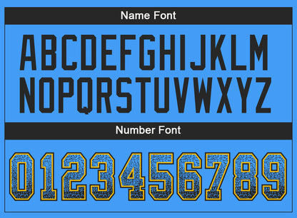 Custom Powder Blue Black-Gold Mesh Drift Fashion Football Jersey