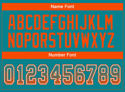 Custom Teal Orange-White Mesh Drift Fashion Football Jersey
