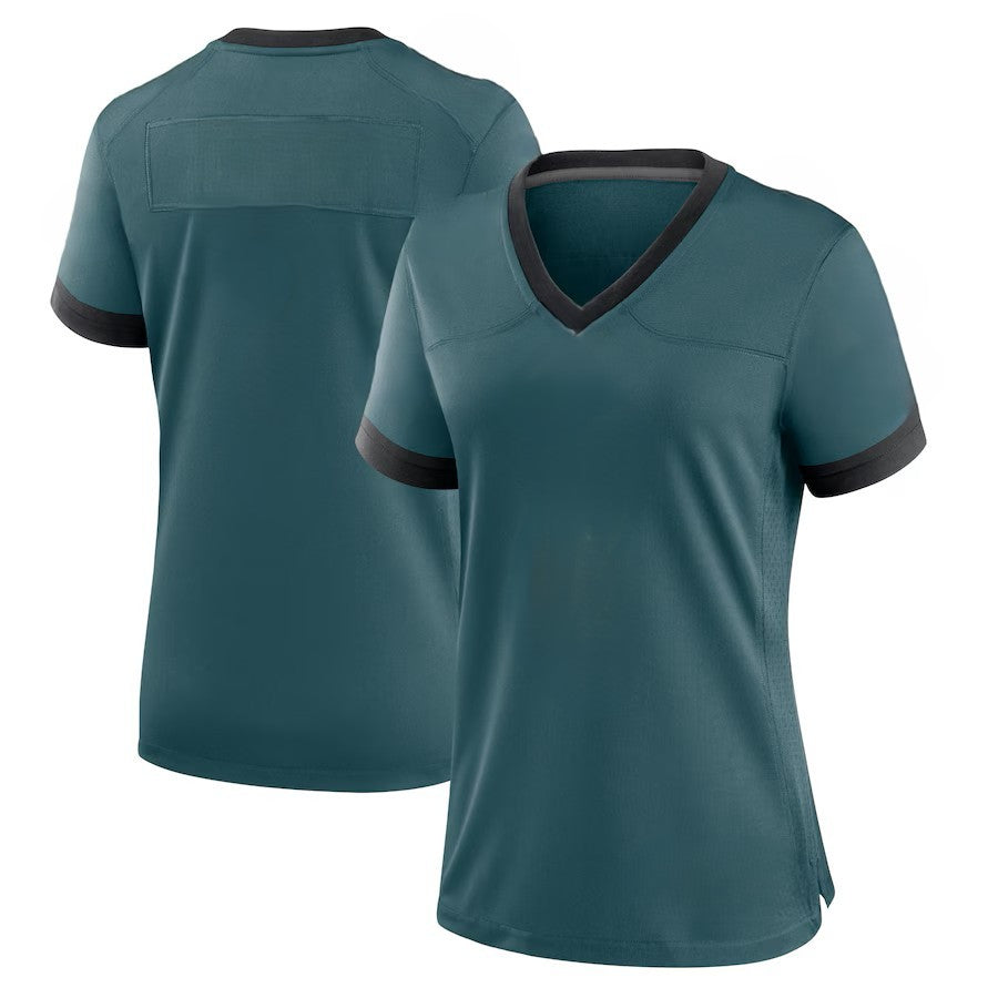Custom Women's Eagles Green/Kelly Green/White/Black Exact Replica Football Jersey