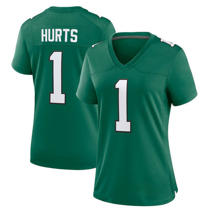 Custom Women's Eagles Green/Kelly Green/White/Black Exact Replica Football Jersey