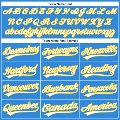Custom Electric Blue White-Yellow Authentic Baseball Jersey