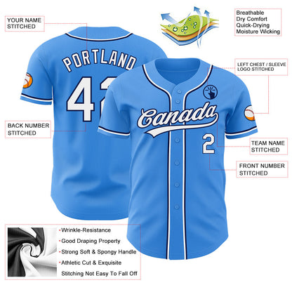 Custom Electric Blue White-Navy Authentic Baseball Jersey