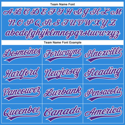 Custom Electric Blue Purple-White Authentic Baseball Jersey