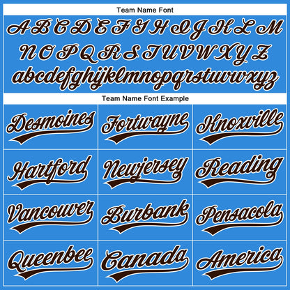 Custom Electric Blue Brown-White Authentic Baseball Jersey