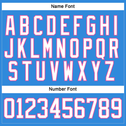 Custom Powder Blue White-Pink Hockey Lace Neck Jersey