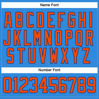 Custom Powder Blue Orange-Royal Hockey Lace Neck Jersey