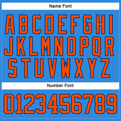 Custom Powder Blue Orange-Navy Hockey Lace Neck Jersey