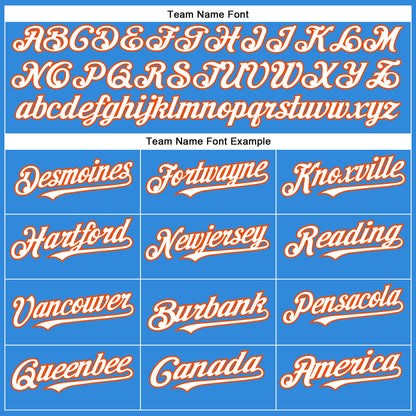 Custom Electric Blue White-Orange Authentic Baseball Jersey