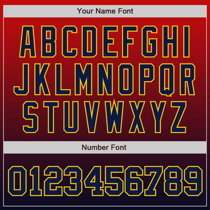 Custom Red Navy-Gold Authentic Fade Fashion Baseball Jersey