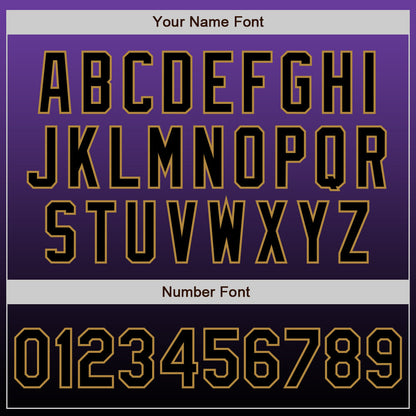 Custom Purple Black-Old Gold Authentic Fade Fashion Baseball Jersey