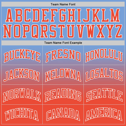Custom Light Blue Orange-White Authentic Fade Fashion Basketball Jersey