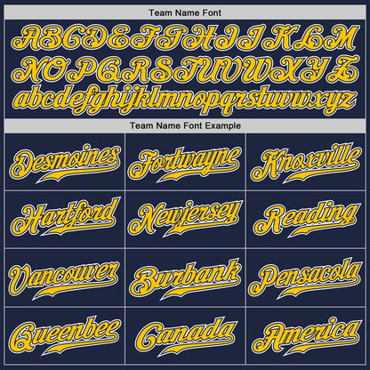 Custom Navy Yellow-White Authentic Gradient Fashion Baseball Jersey