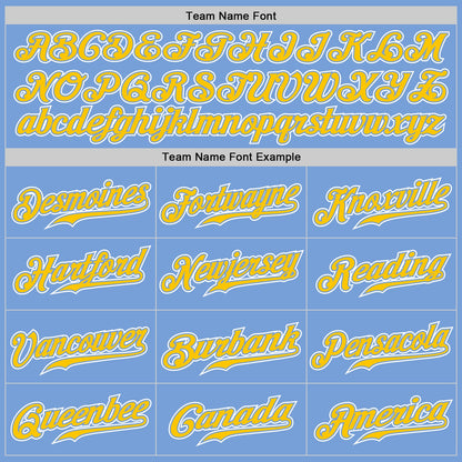 Custom Light Blue Yellow-White Authentic Gradient Fashion Baseball Jersey