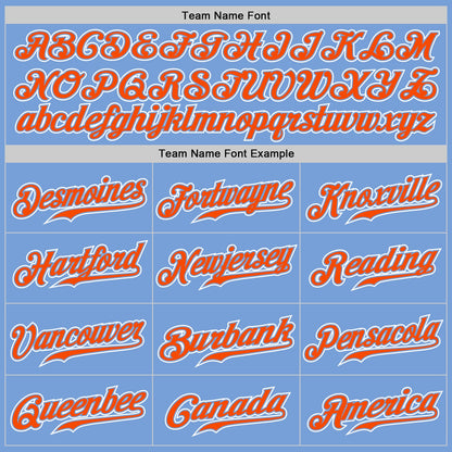Custom Light Blue Orange-White Authentic Gradient Fashion Baseball Jersey
