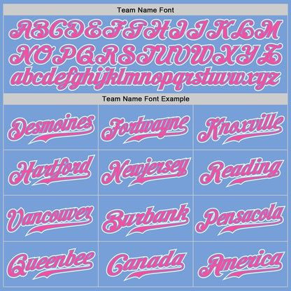 Custom Light Blue Pink-White Authentic Gradient Fashion Baseball Jersey