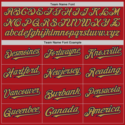 Custom Red Pinstripe Old Gold-Navy Authentic Fade Fashion Baseball Jersey
