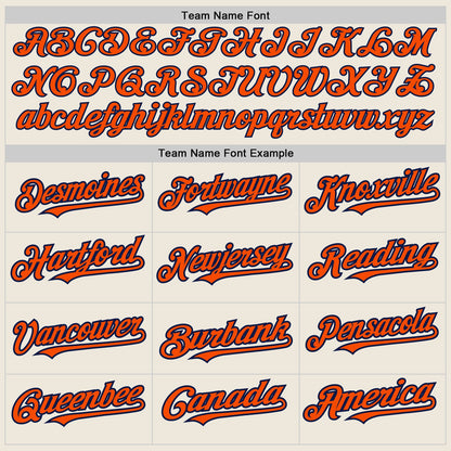 Custom Cream Pinstripe Orange-Navy Authentic Fade Fashion Baseball Jersey