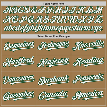 Custom Old Gold Pinstripe White-Green Authentic Fade Fashion Baseball Jersey