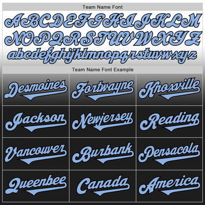 Custom White Light Blue-Black Authentic Fade Fashion Baseball Jersey