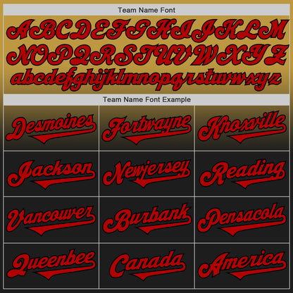 Custom Old Gold Red-Black Authentic Fade Fashion Baseball Jersey
