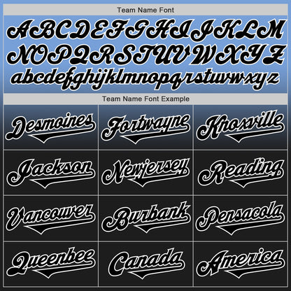 Custom Light Blue Black-White Authentic Fade Fashion Baseball Jersey
