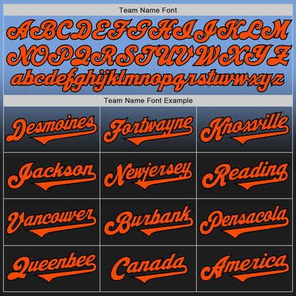 Custom Light Blue Orange-Black Authentic Fade Fashion Baseball Jersey