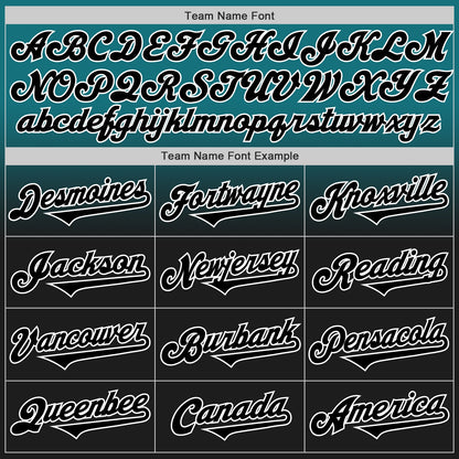 Custom Teal Black-White Authentic Fade Fashion Baseball Jersey