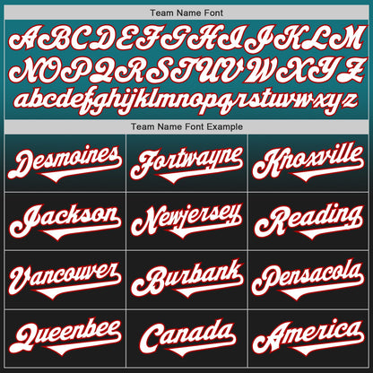 Custom Teal Black-Red Authentic Fade Fashion Baseball Jersey