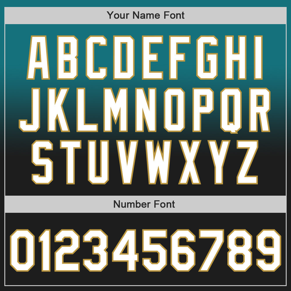 Custom Teal Black-Old Gold Authentic Fade Fashion Baseball Jersey