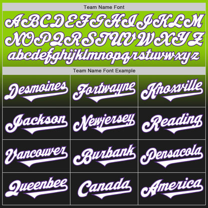 Custom Neon Green Black-Purple Authentic Fade Fashion Baseball Jersey