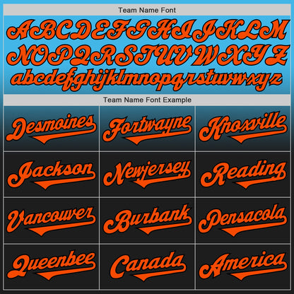 Custom Sky Blue Orange-Black Authentic Fade Fashion Baseball Jersey