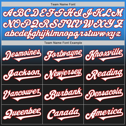 Custom Electric Blue Black-Red Authentic Fade Fashion Baseball Jersey