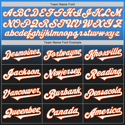 Custom Electric Blue Black-Orange Authentic Fade Fashion Baseball Jersey