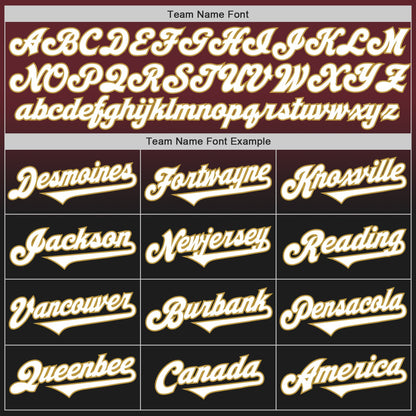 Custom Burgundy Black-Old Gold Authentic Fade Fashion Baseball Jersey