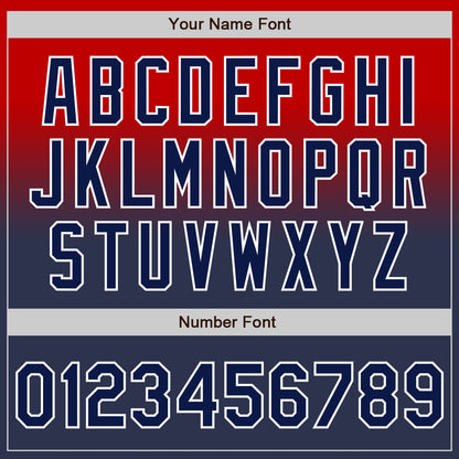 Custom Red Navy-White Authentic Fade Fashion Baseball Jersey