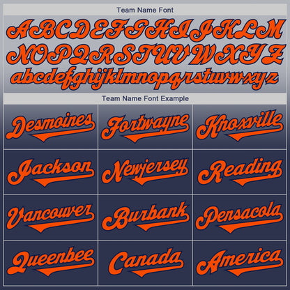 Custom Gray Orange-Navy Authentic Fade Fashion Baseball Jersey