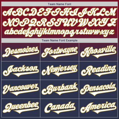 Custom Crimson Navy-Old Gold Authentic Fade Fashion Baseball Jersey