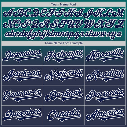 Custom Teal Navy-White Authentic Fade Fashion Baseball Jersey