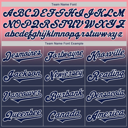 Custom Medium Pink Navy-White Authentic Fade Fashion Baseball Jersey