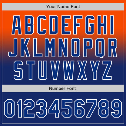 Custom Orange Royal-White Authentic Fade Fashion Baseball Jersey