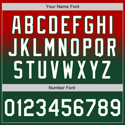 Custom Red White-Green Authentic Fade Fashion Baseball Jersey